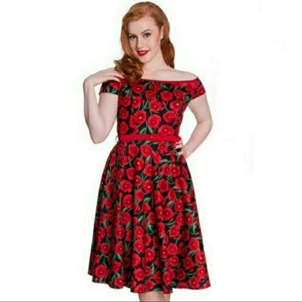 Hell Bunny Cordelia Poppy Swing Dress